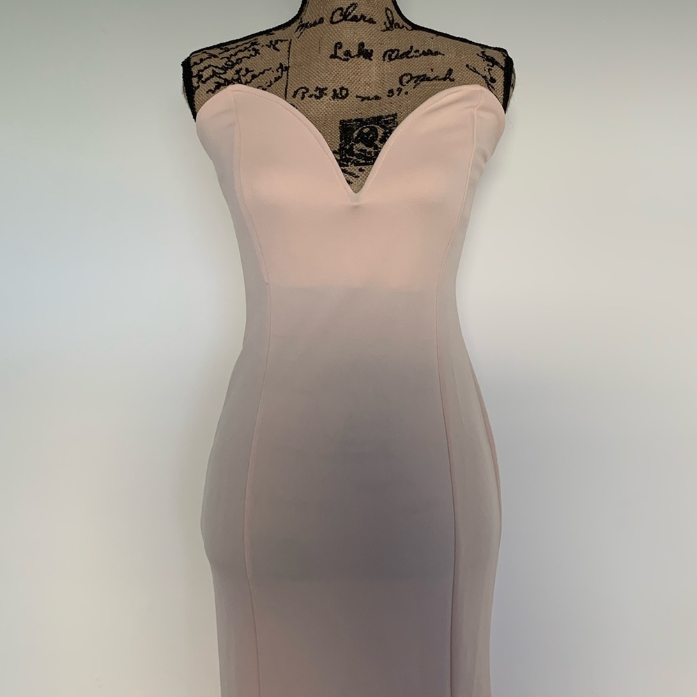 Club L London Nude Fishtail Maxi Dress